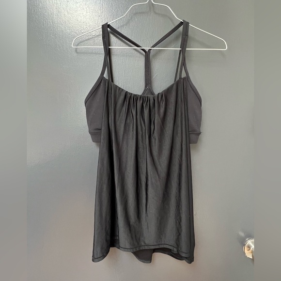 Lululemon Flow Y 2 in 1 Tank Black Size 8 - Picture 1 of 6